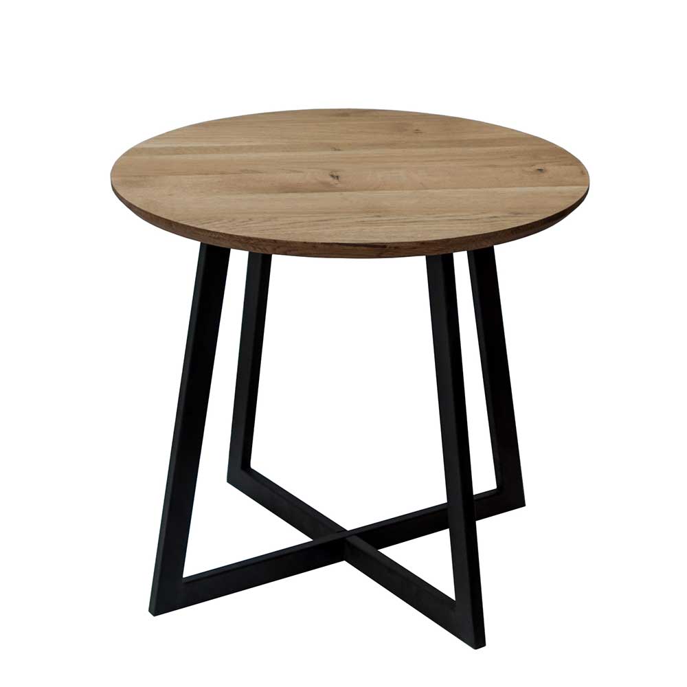 Industrial Beistelltisch mit Holzplatte Rund - Castelan