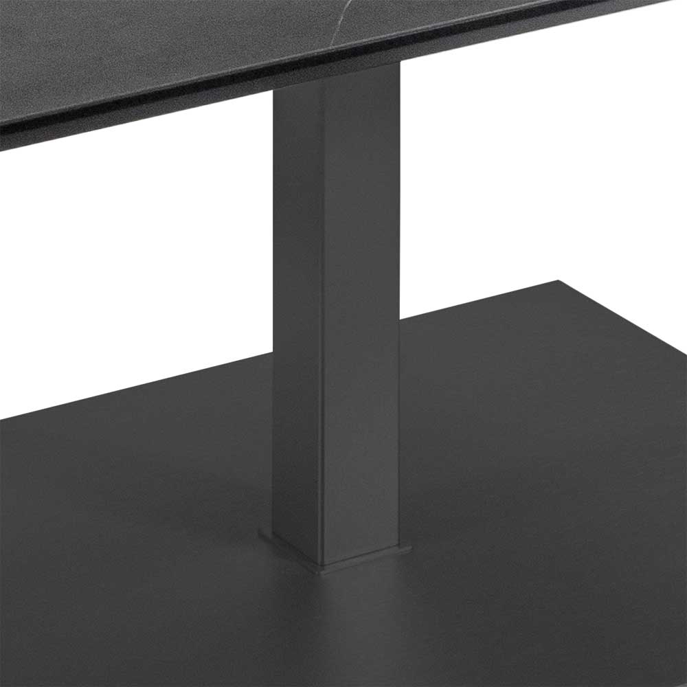 Schwarze Metallbasis mit quadratischer Bodenplatte und höhenverstellbarer Tischsäule – Angelo