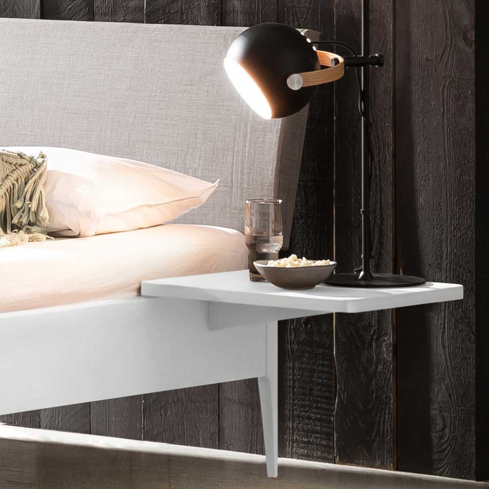Modernes Bett in Weiß mit grauem Kopfteil - Cracks