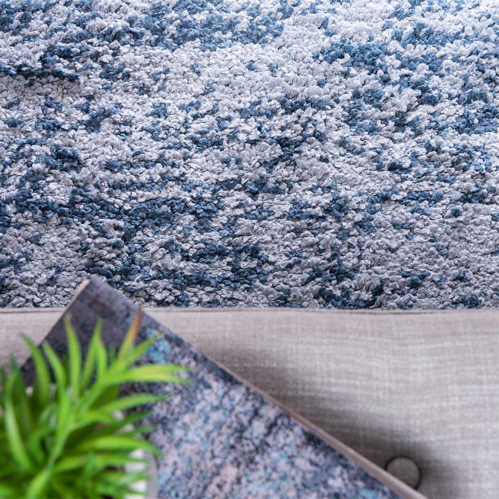 Teppich Läufer in Blau und Creme gemustert - Jilys