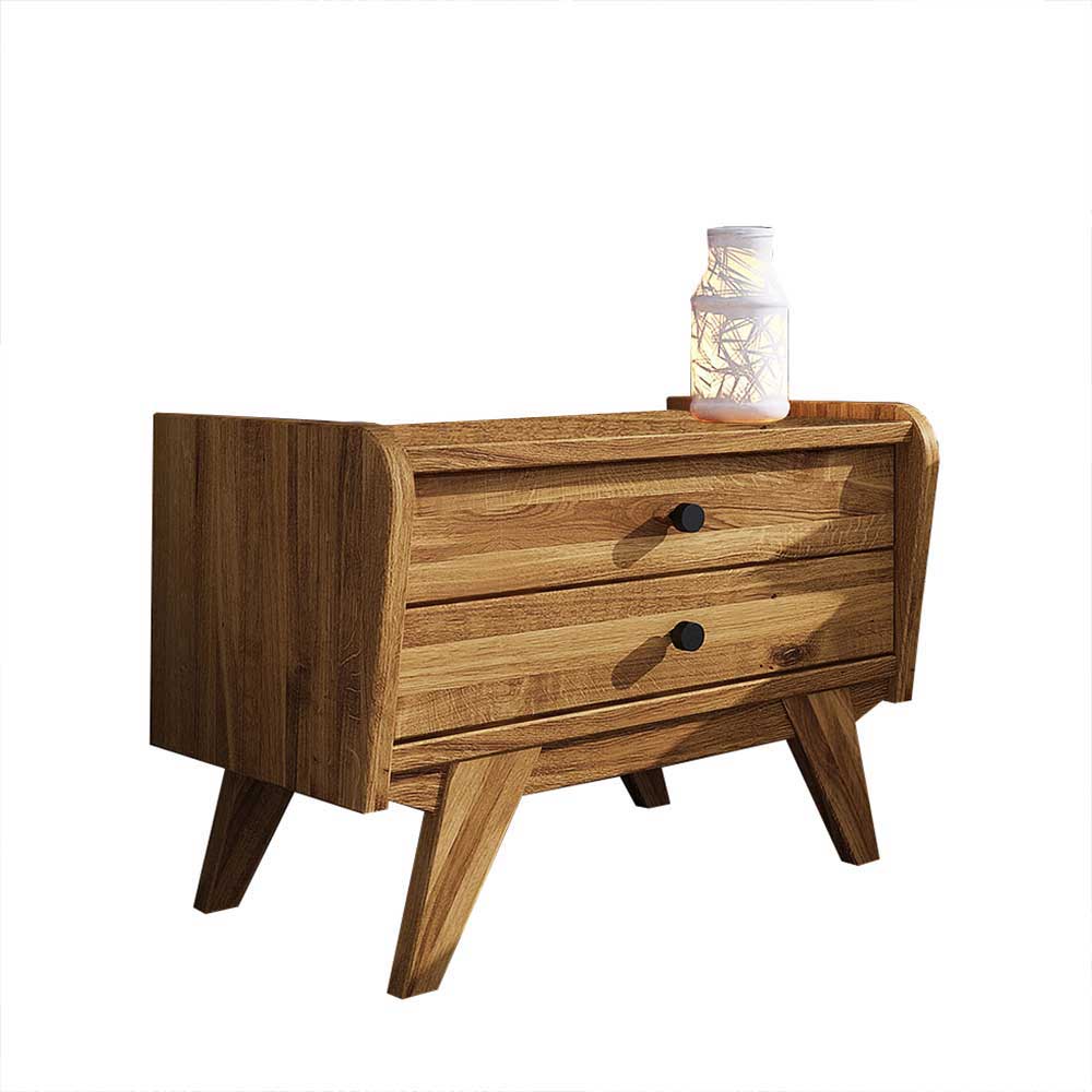 Retro Bett aus Wildeiche 190cm lang - Hardus I (dreiteilig)