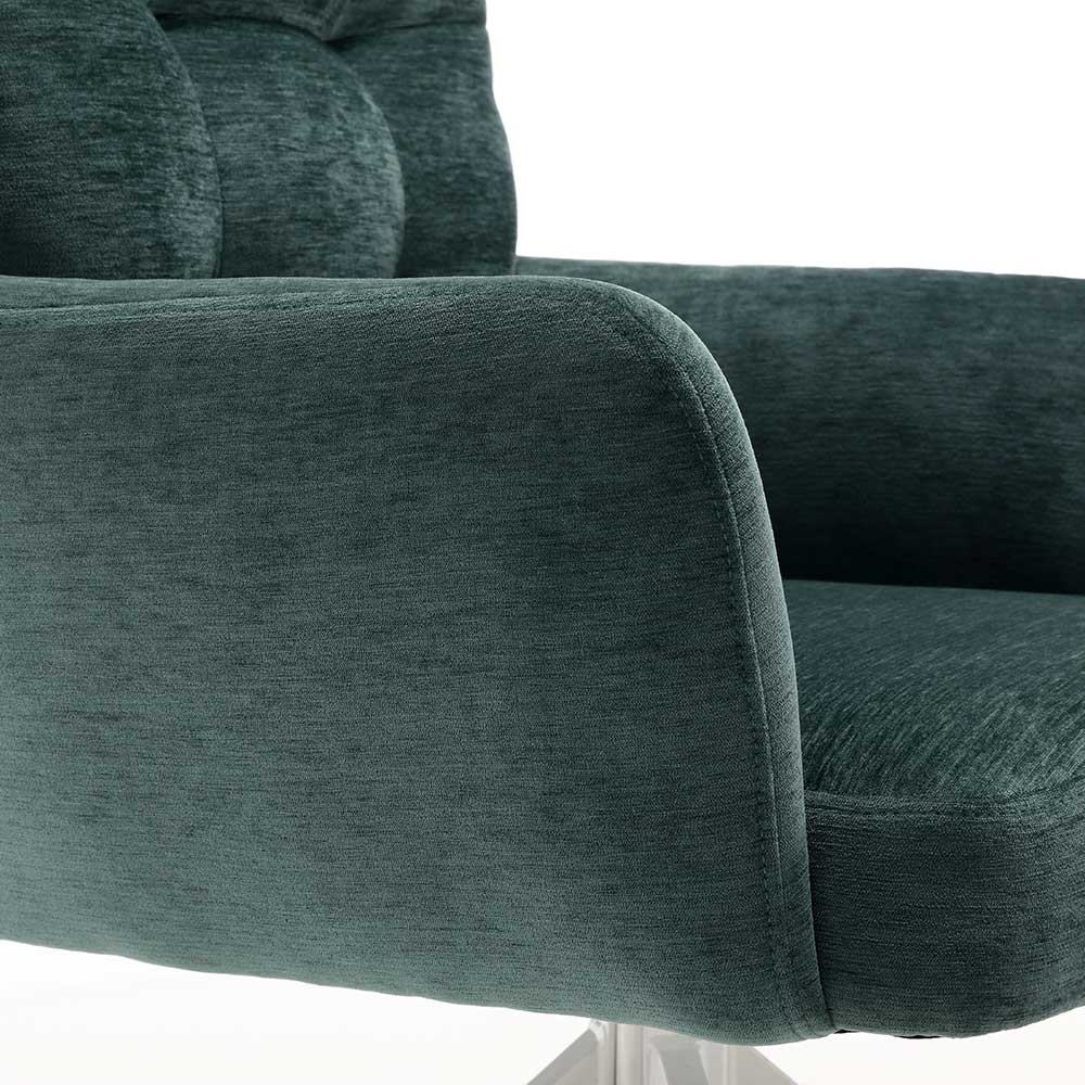 Grüner Armlehnenstuhl aus Chenille - Eleganto (2er Set)