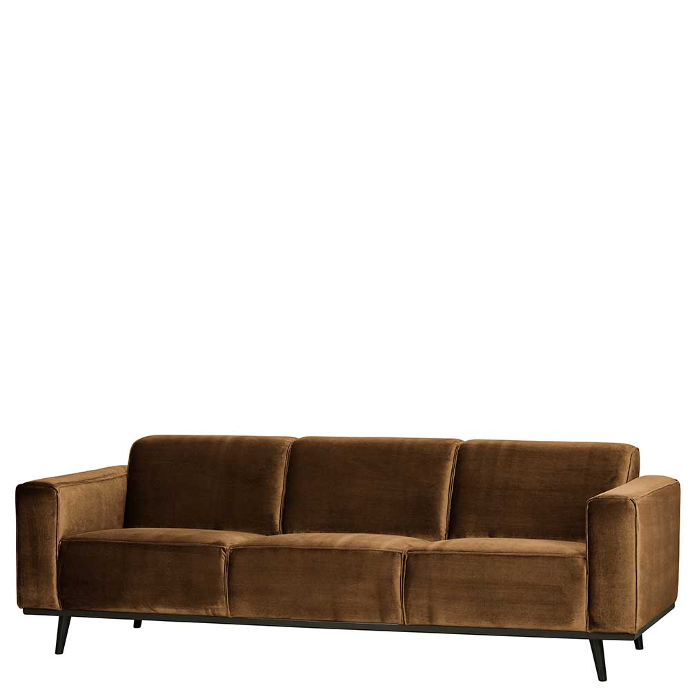 3-Sitzer Samtsofa in Honig Gelb - Flakes