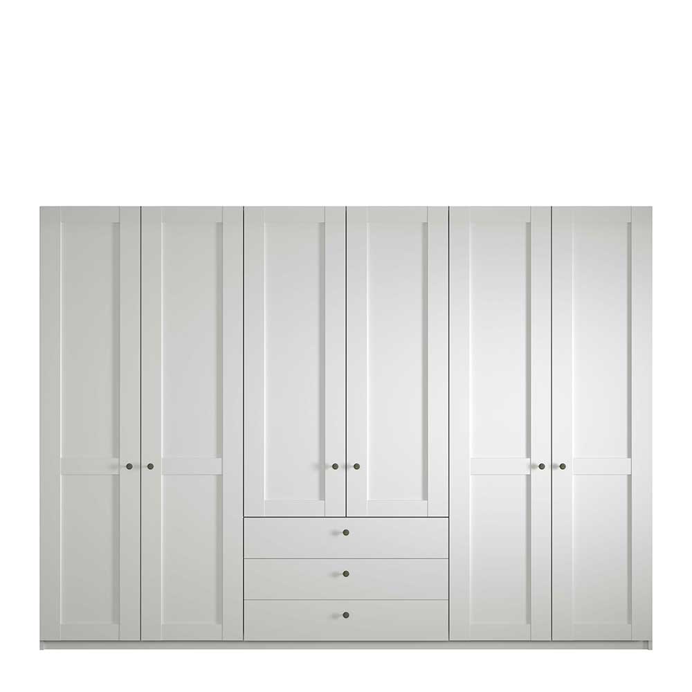 Weißer Schlafzimmerschrank mit sechs Türen - Flinn