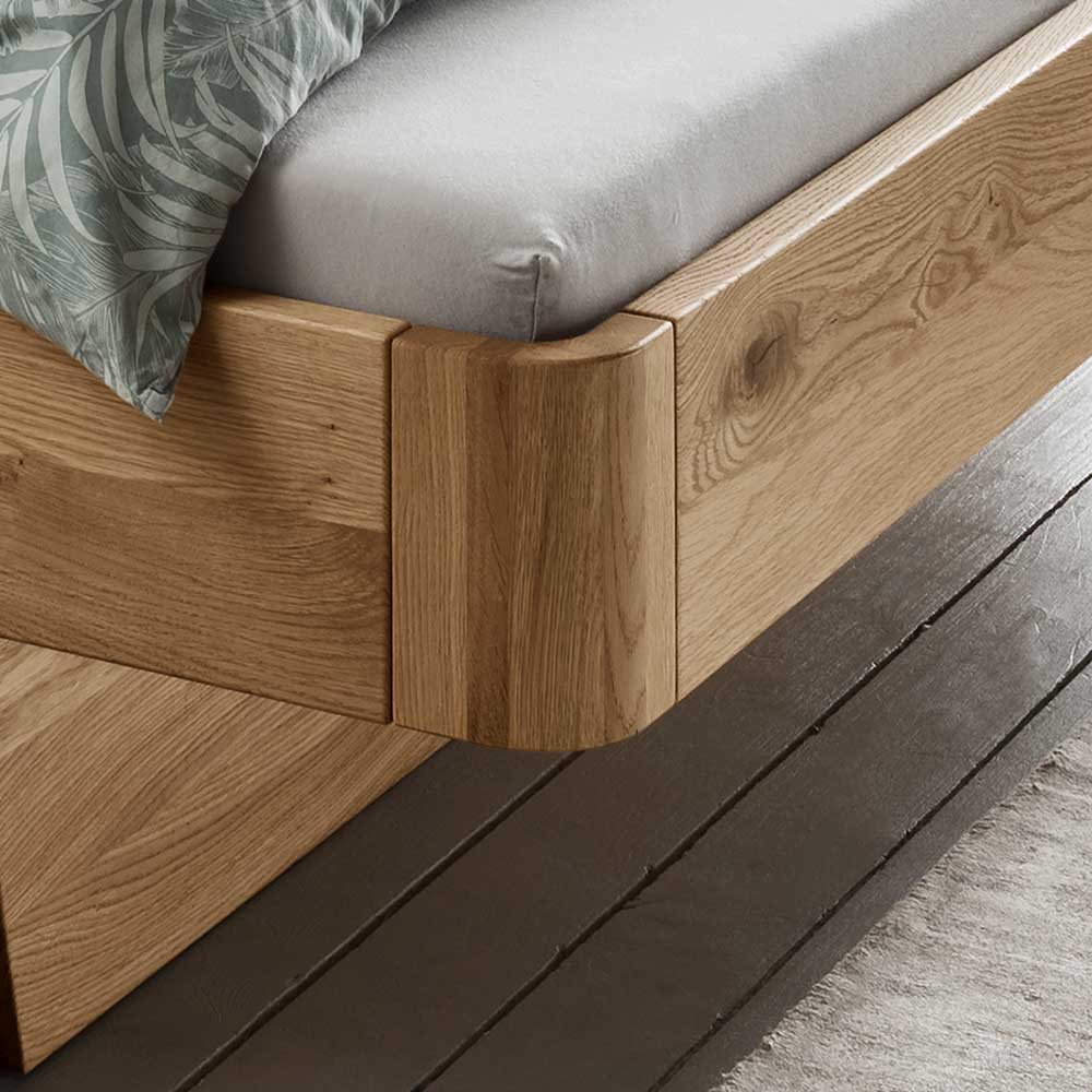 Wildeiche Holzbett mit Stauraum - Zennian