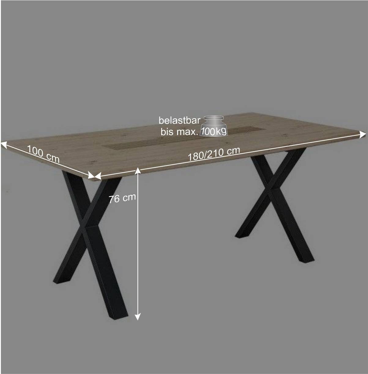 Tisch mit X-Fuß-Gestell in modernem Design - Niam