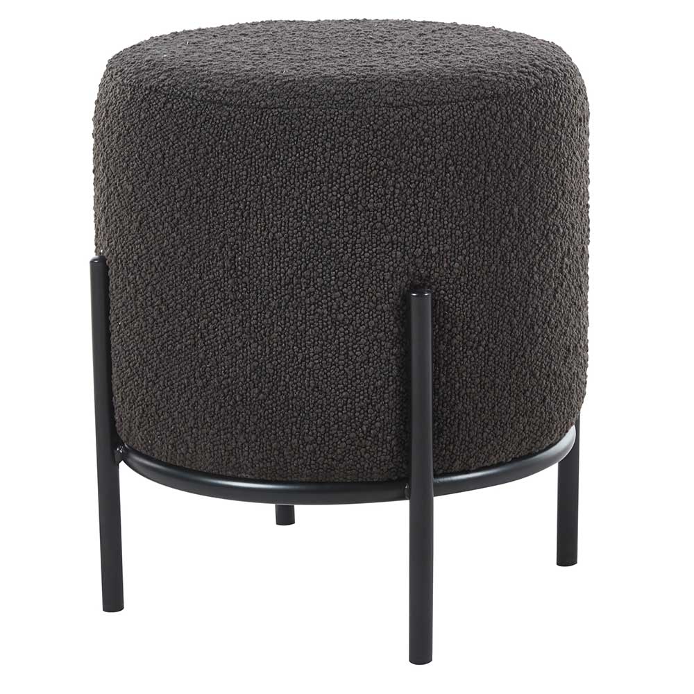Boucle Polsterhocker in Anthrazit - Pizaras
