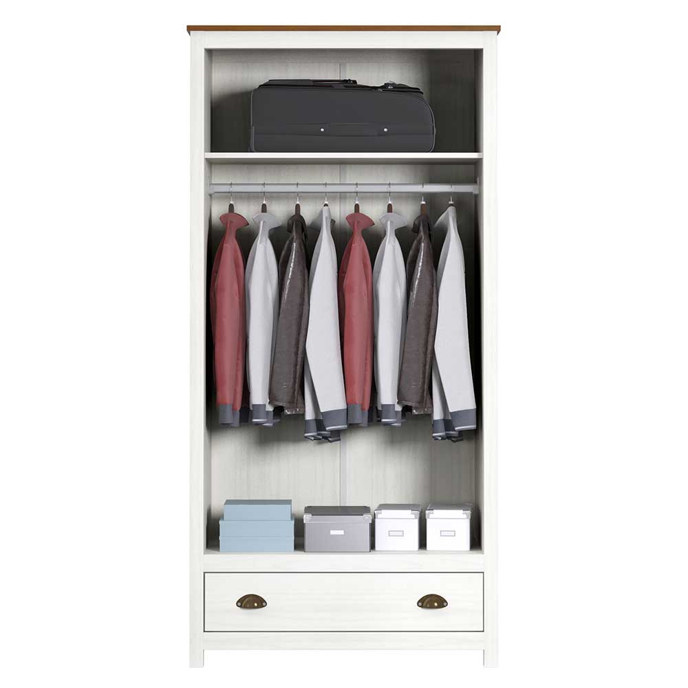 Landhaus Kleiderschrank in Weiß & Kiefer - Amure