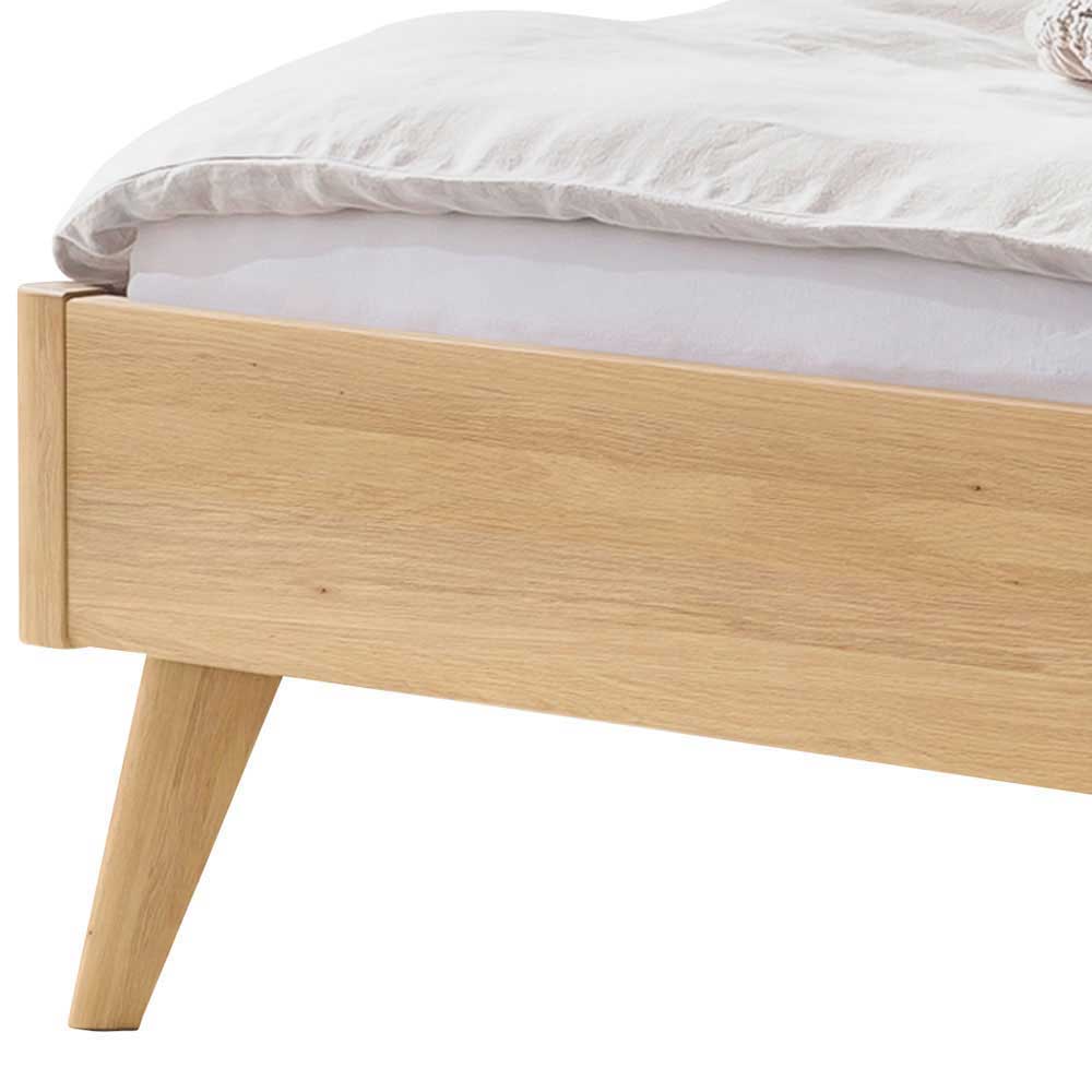 Elegantes Doppelbett aus heller Eiche massiv - Ammie