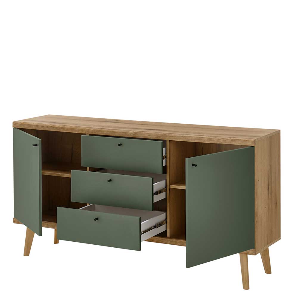 Sideboard in Graugrün & Wildeiche - Oliva