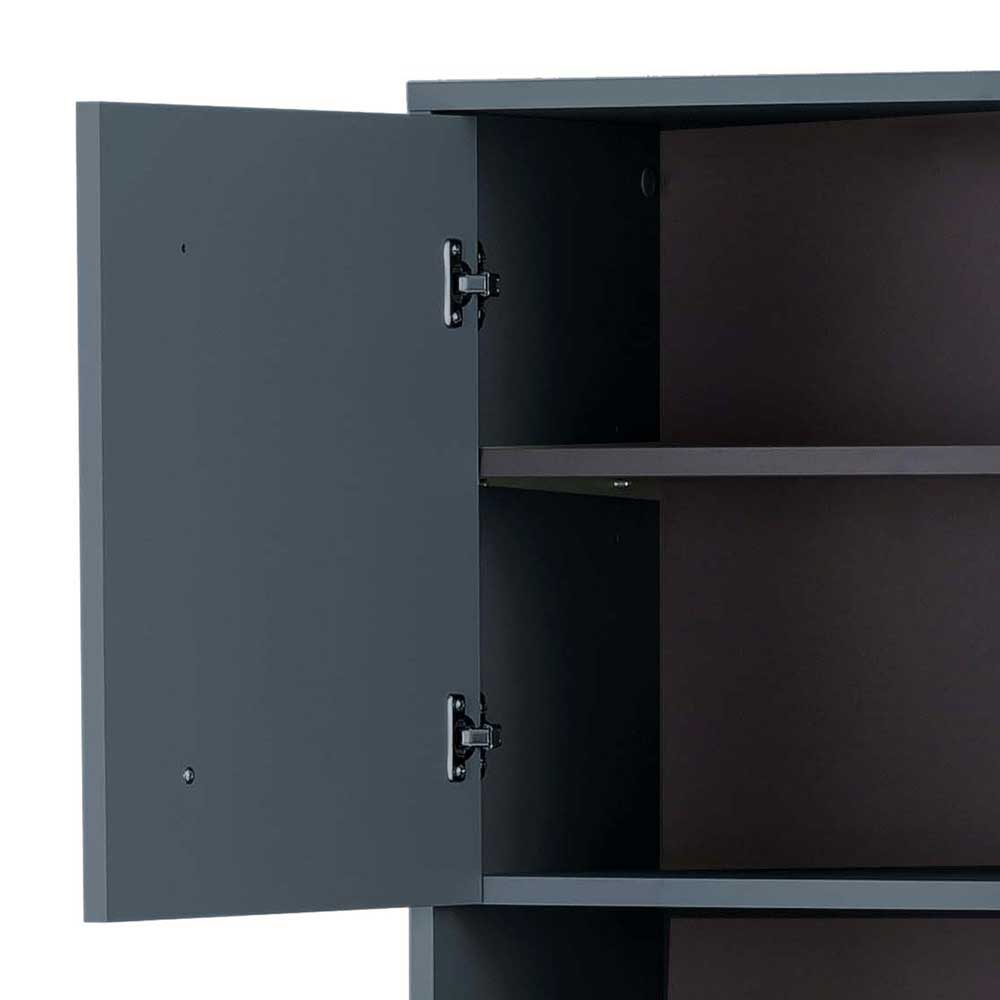 Badezimmer Hochschrank in Petrol Blau & Eiche - Matrera