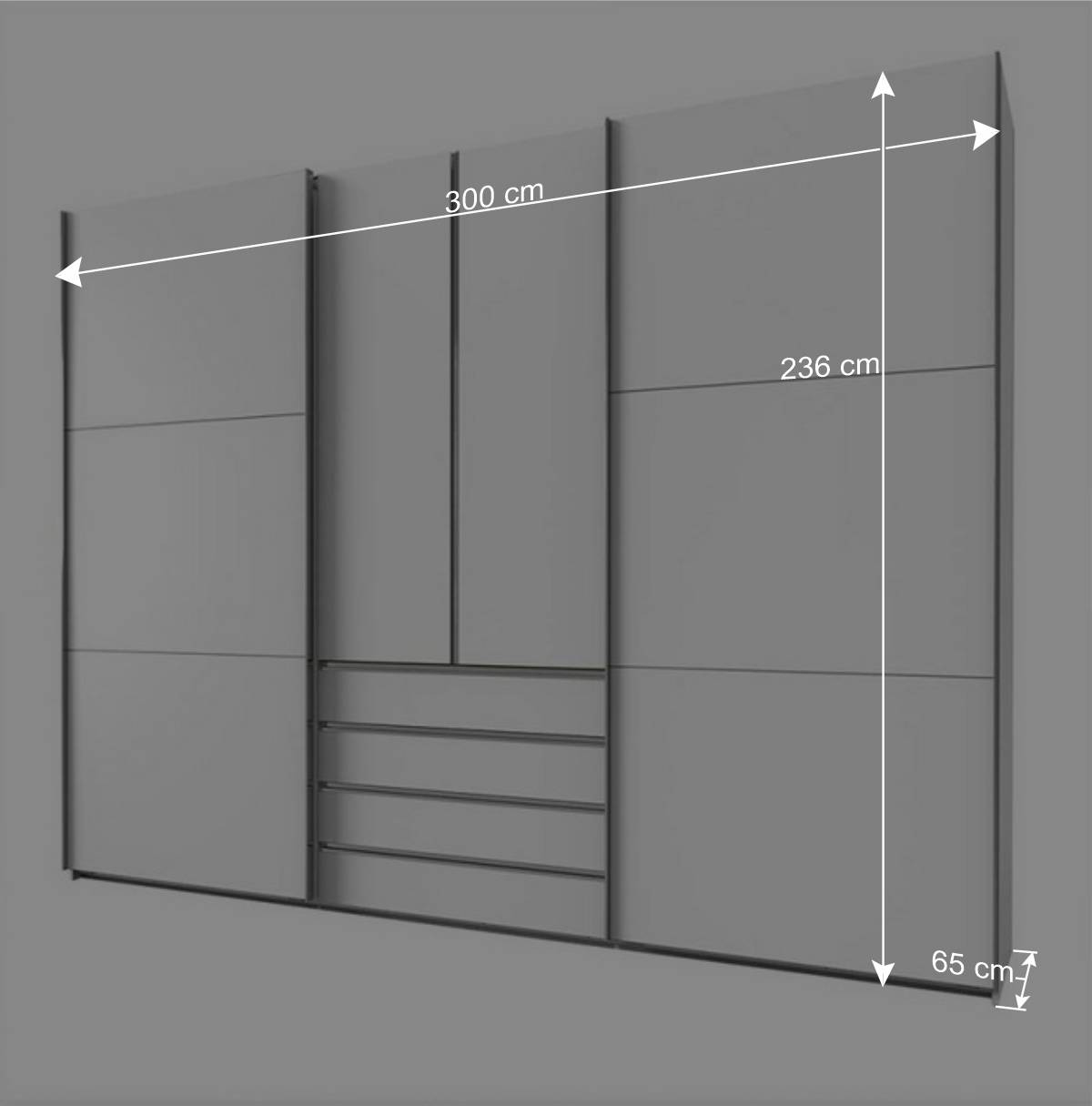 Weißer Schlafzimmer-Kleiderschrank 300 cm breit - Gastruna