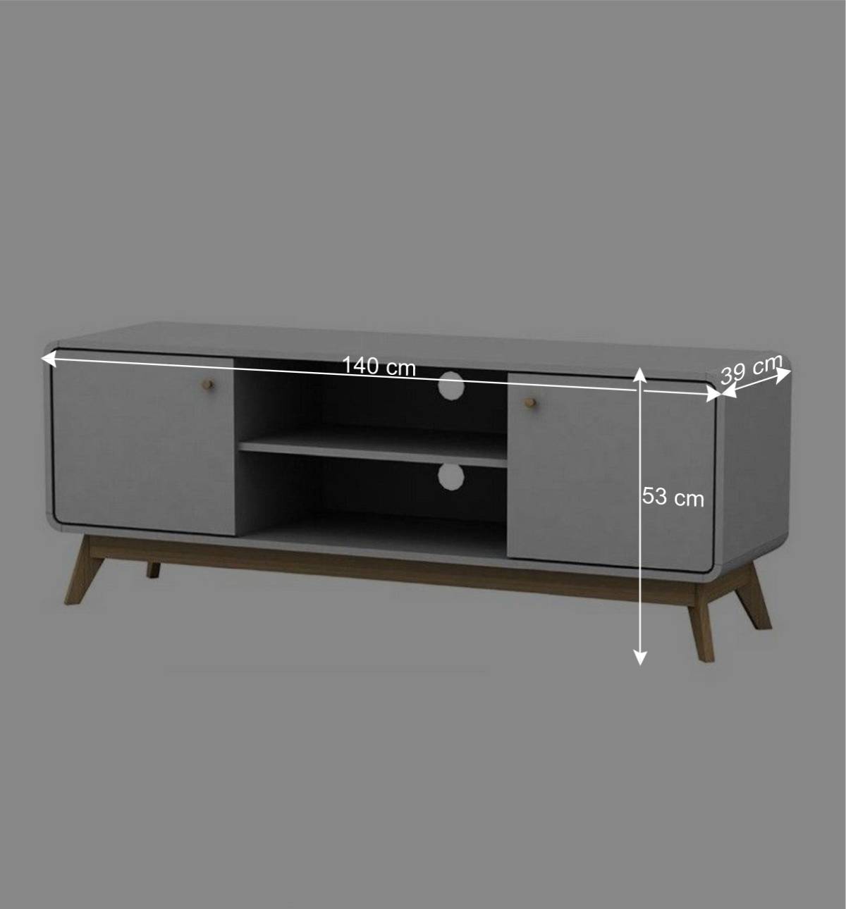 Skandi Design TV Unterschrank in Weiß & Natur - Kolreva