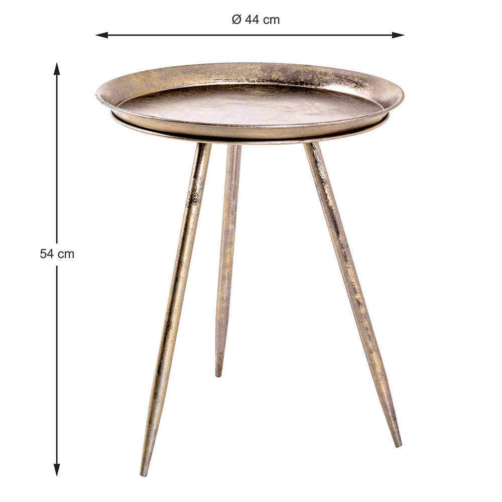 Runder Retro Beistelltisch in Bronze Metall - Lance