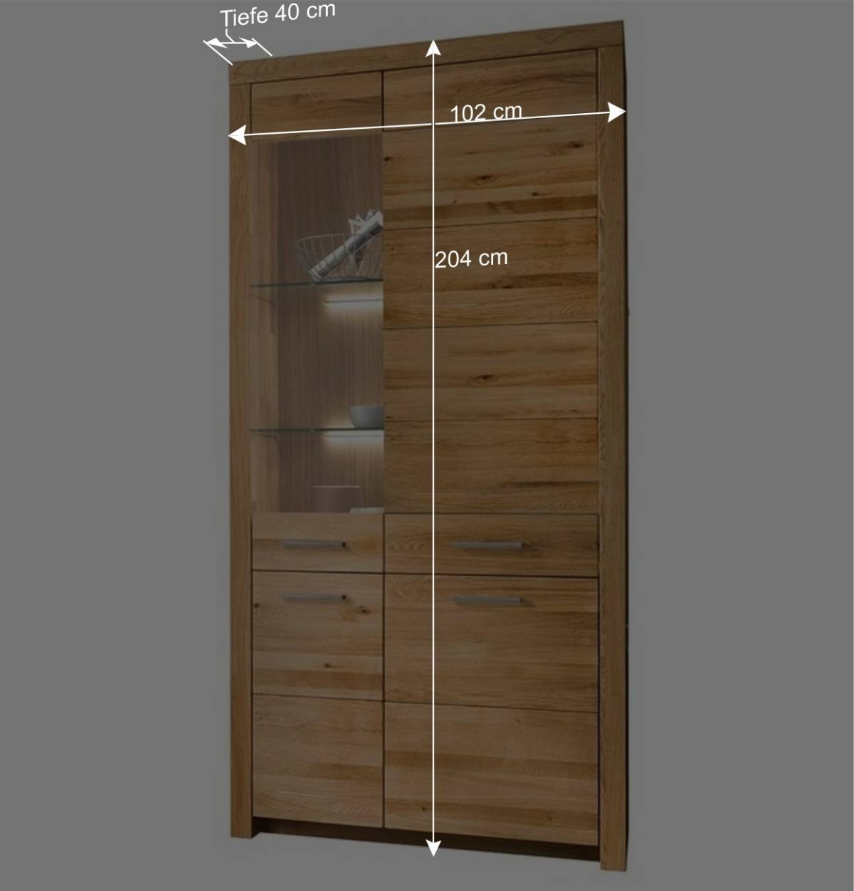102x204x40 cm Wohnzimmer Holzschrank aus Wildeiche - Loitons
