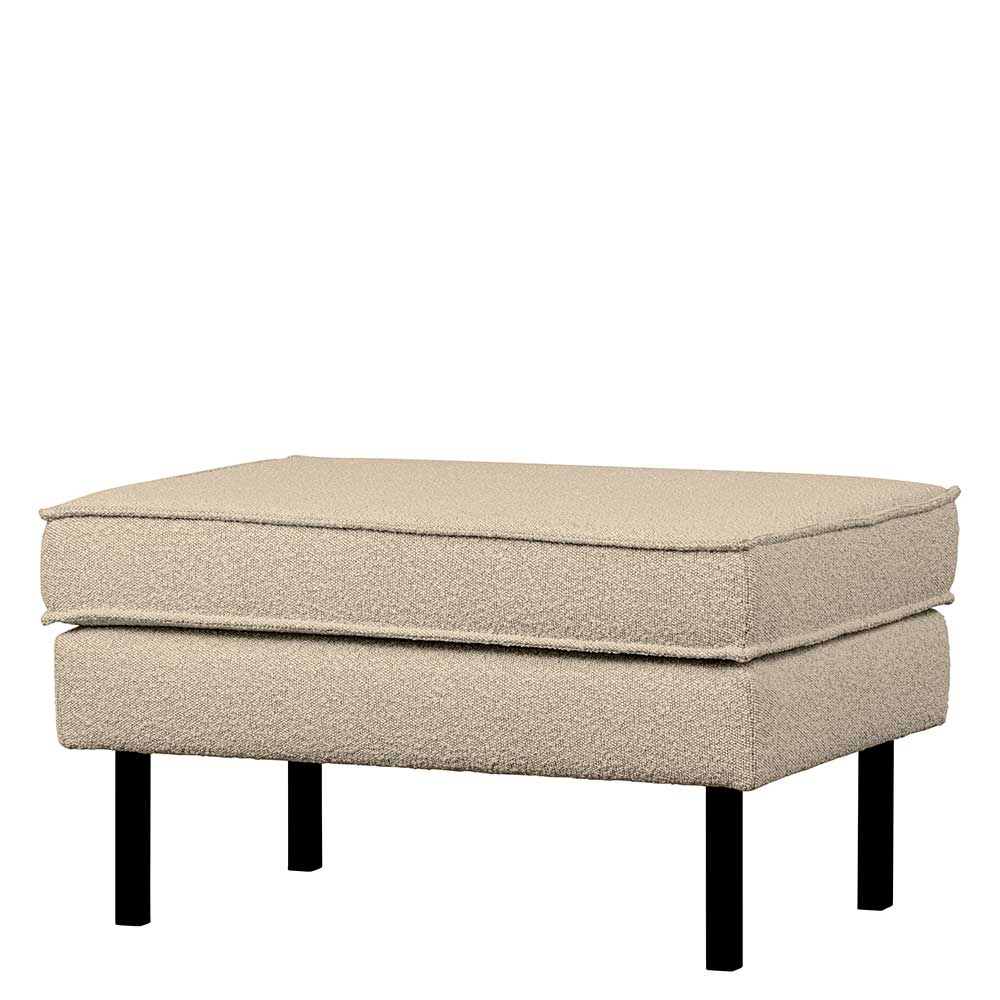 Polsterhocker aus Boucle Stoff in Beige - Glamoure