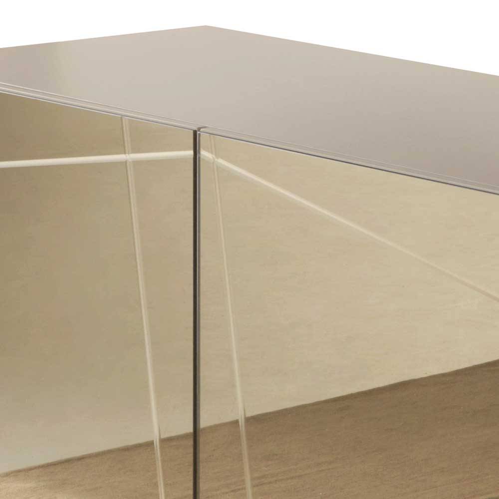Oberkante des Sideboards in Taupe mit reflektierenden Bronzespiegelglas-Fronten – Lotivera