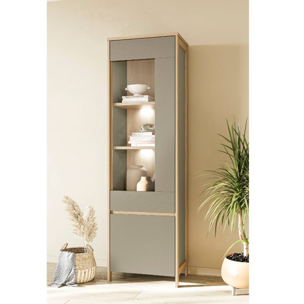 Vitrine in Eukalyptus und Eiche Optik - Promo