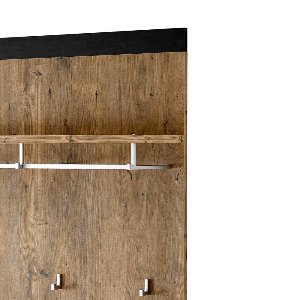 Hängegarderobe in Kastanie Holzoptik & Schwarz - Ebrican