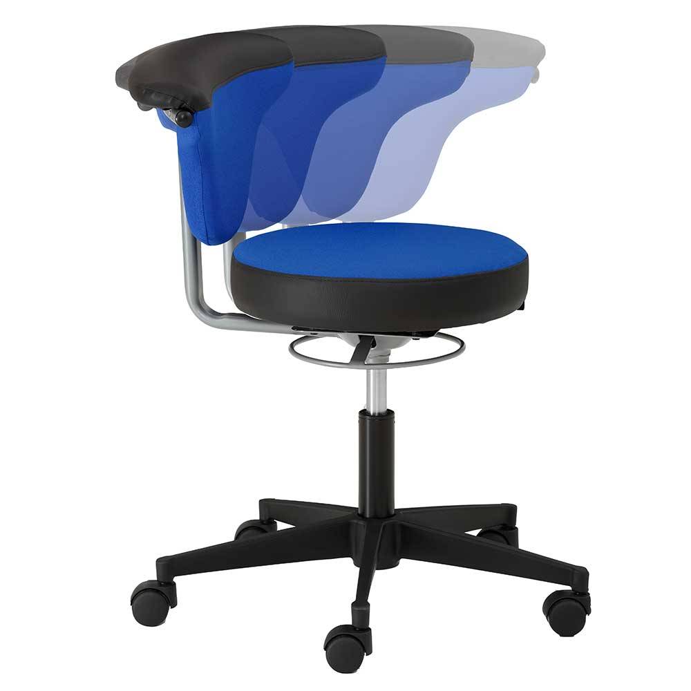 Bürohocker mit Lehne in Dunkelblau & Schwarz - Kanellas