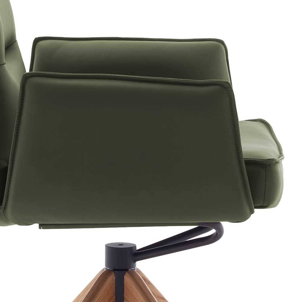 Leder-Armlehnenstühle in Oliv Grün - Fiamma (2er Set)