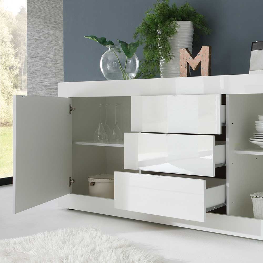 Sideboard Sogno in Hochglanz Weiß