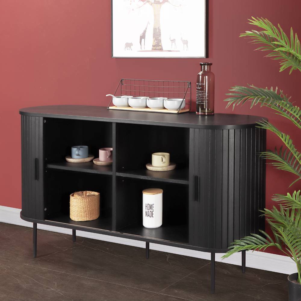 Ovales Retro-Sideboard mit Schiebetüren - Lurymav