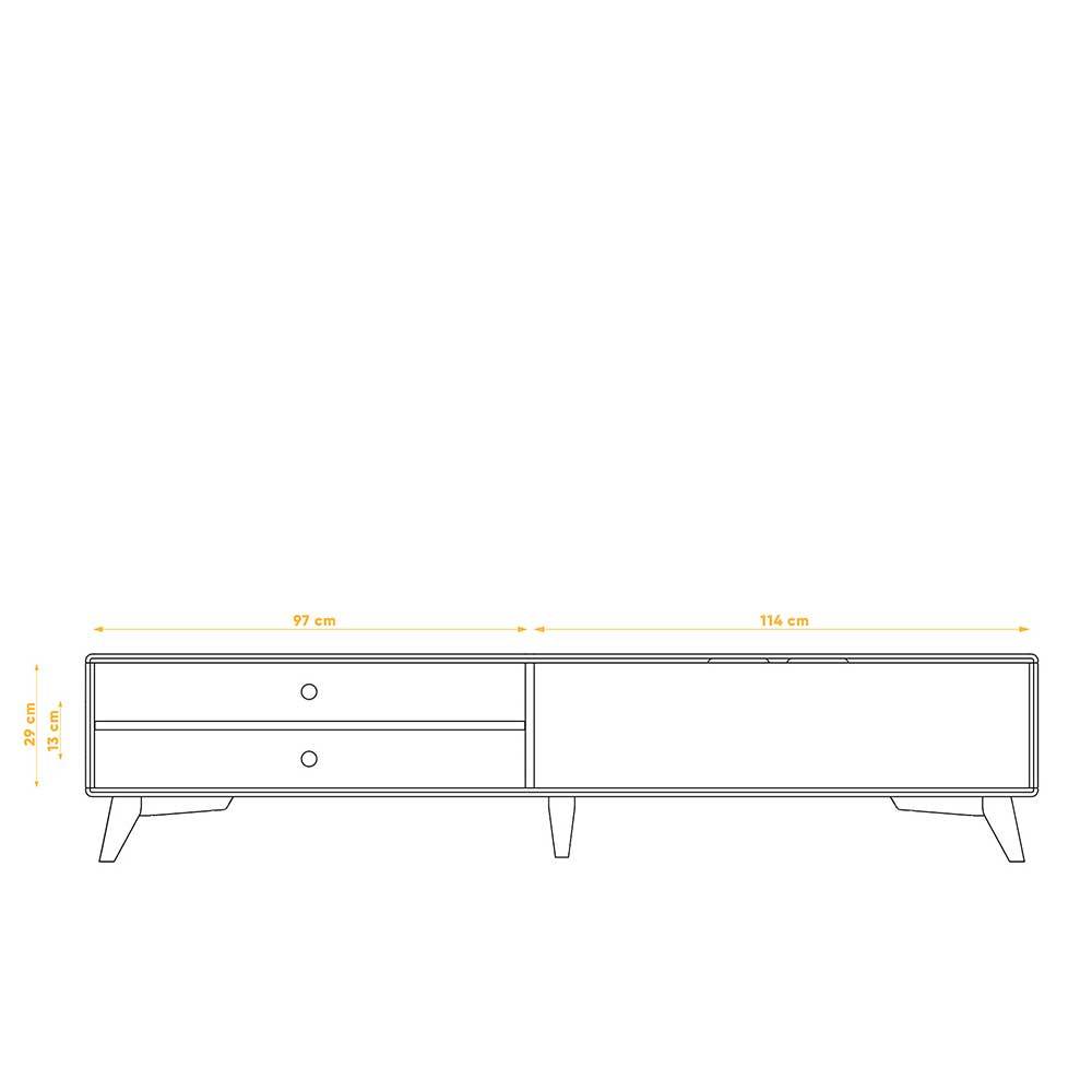 220 cm langes TV Lowboard in Wildeiche mit Weiß - Diesta I