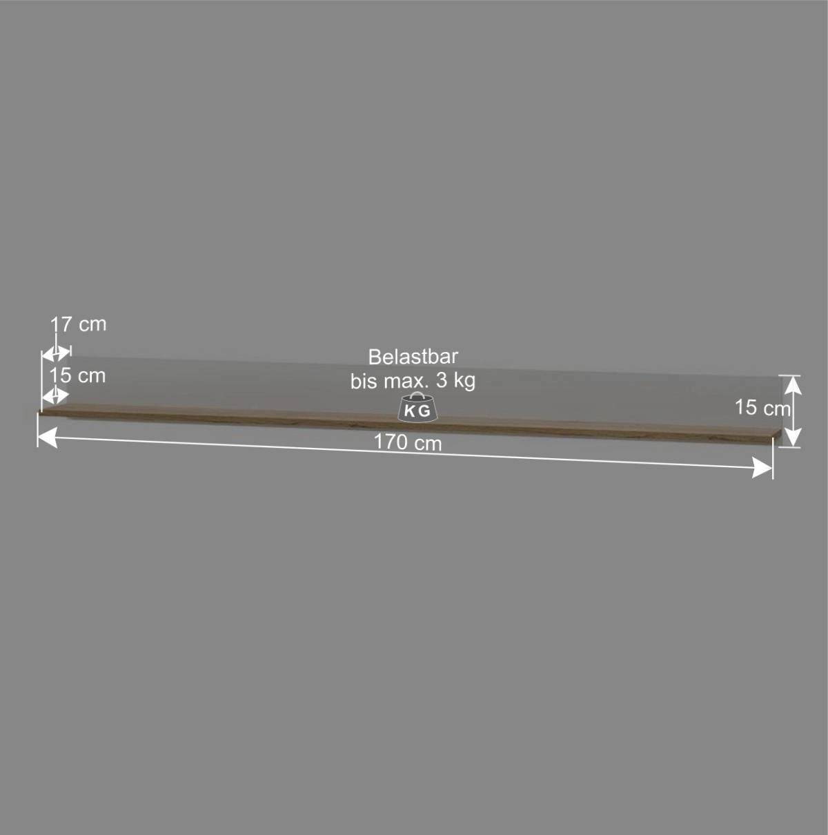 Wandregal Hängeboard 170 cm breit - Nonessia