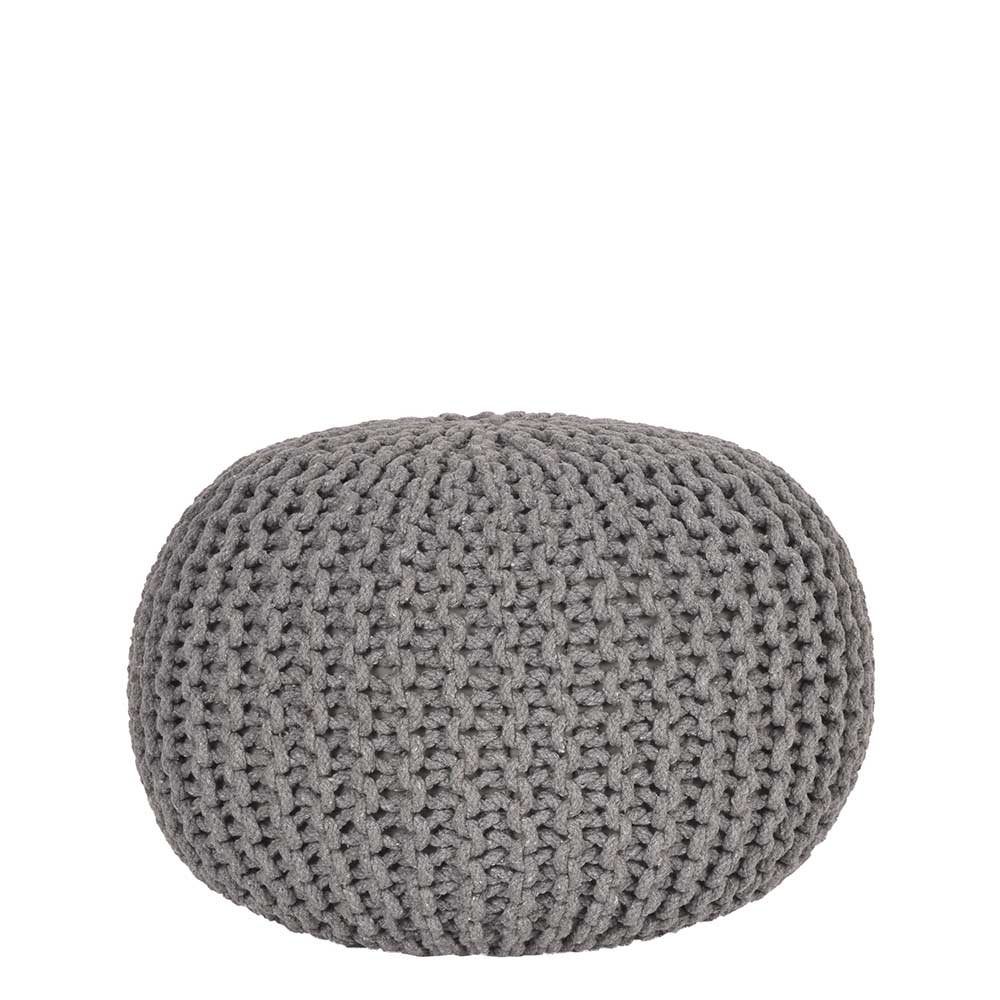 Skandi Pouf mit dunkelgrauem Strickstoff Bezug - Finaron