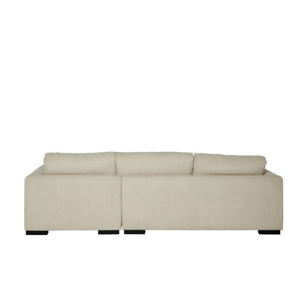 Modernes Ecksofa in Offwhite Cord von hinten für Ihr Zuhause – Fiva