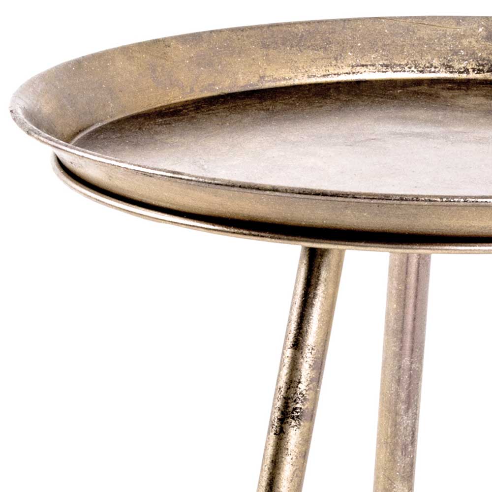 Runder Retro Beistelltisch in Bronze Metall - Lance