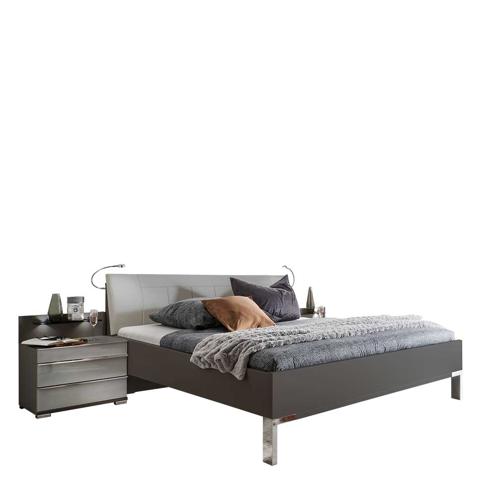 Set Schlafzimmer in Hellgrau & Braun - Ocavado (vierteilig)