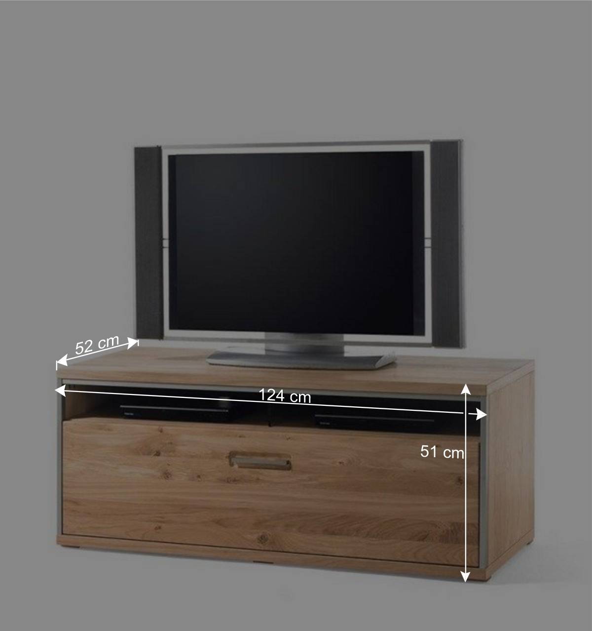 124x51x52 TV Unterschrank mit großer Schublade - Hannica I