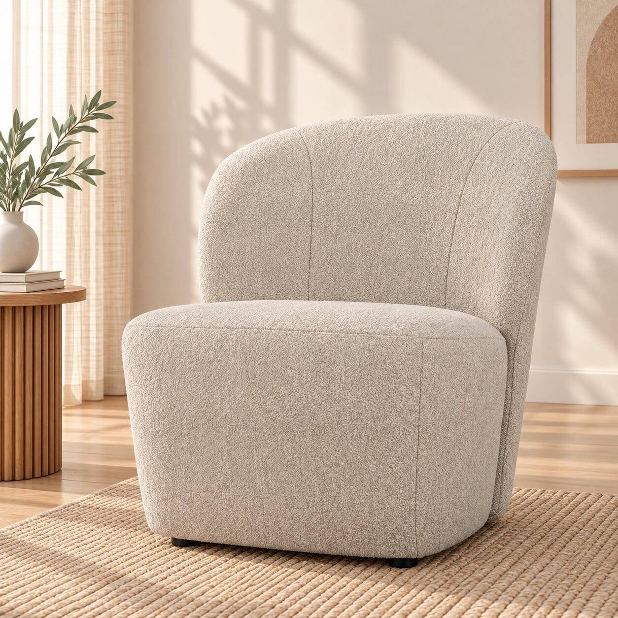 Boucle Polstersessel in Beige - Blinking