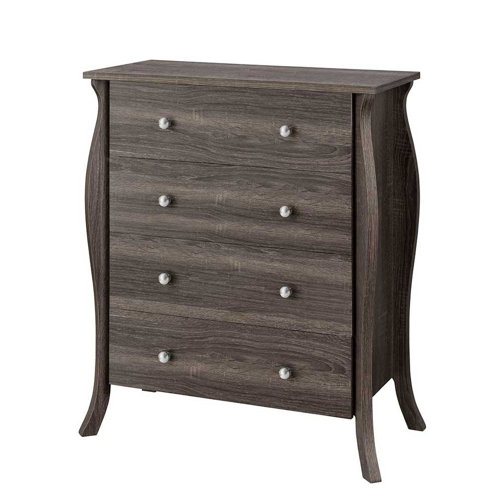 Elegante Badezimmer Kommode aus dunklem Holz mit vier Schubfächern – Fionora