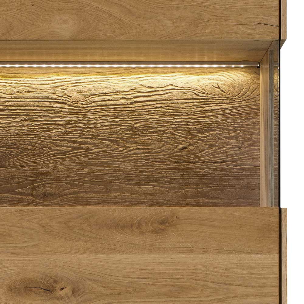 63x208x44 Wohnzimmer Vitrine aus Wildeiche massiv - Obinson
