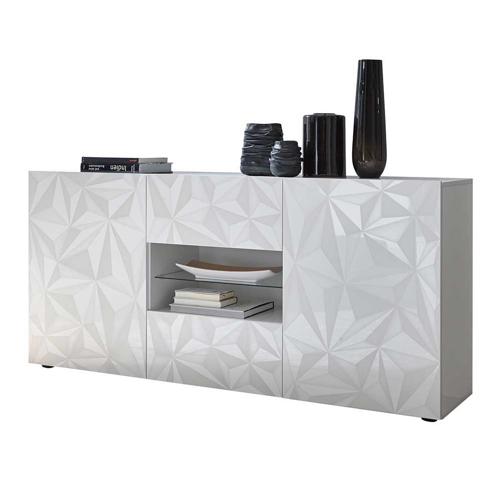 181x84x42 Designer-Sideboard in Glänzend-Weiß - Vovasoma