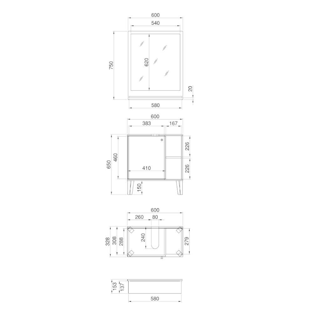 Bad Unterbeckenschrank & Spiegel Set - Niniana (zweiteilig)
