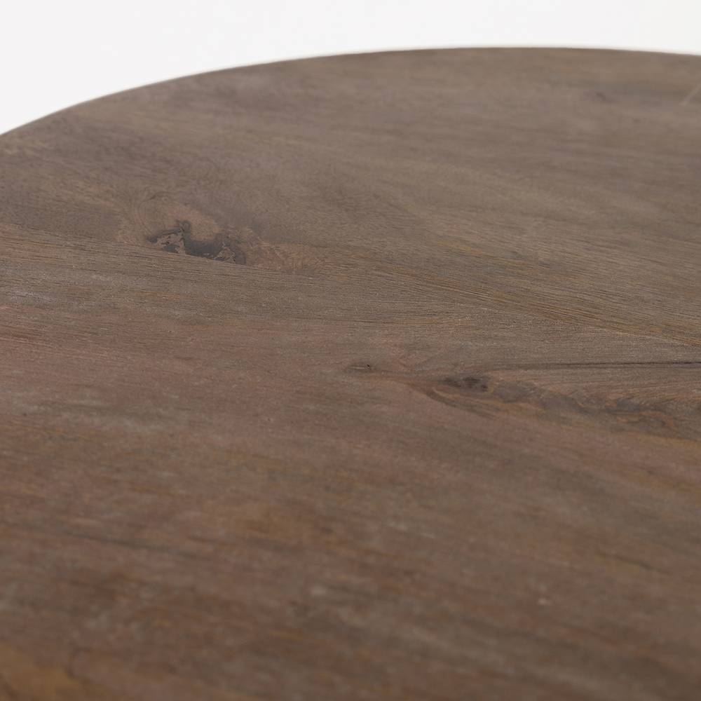 Walnussbraune runde Tischplatte aus Holz mit Maserung – Parossi