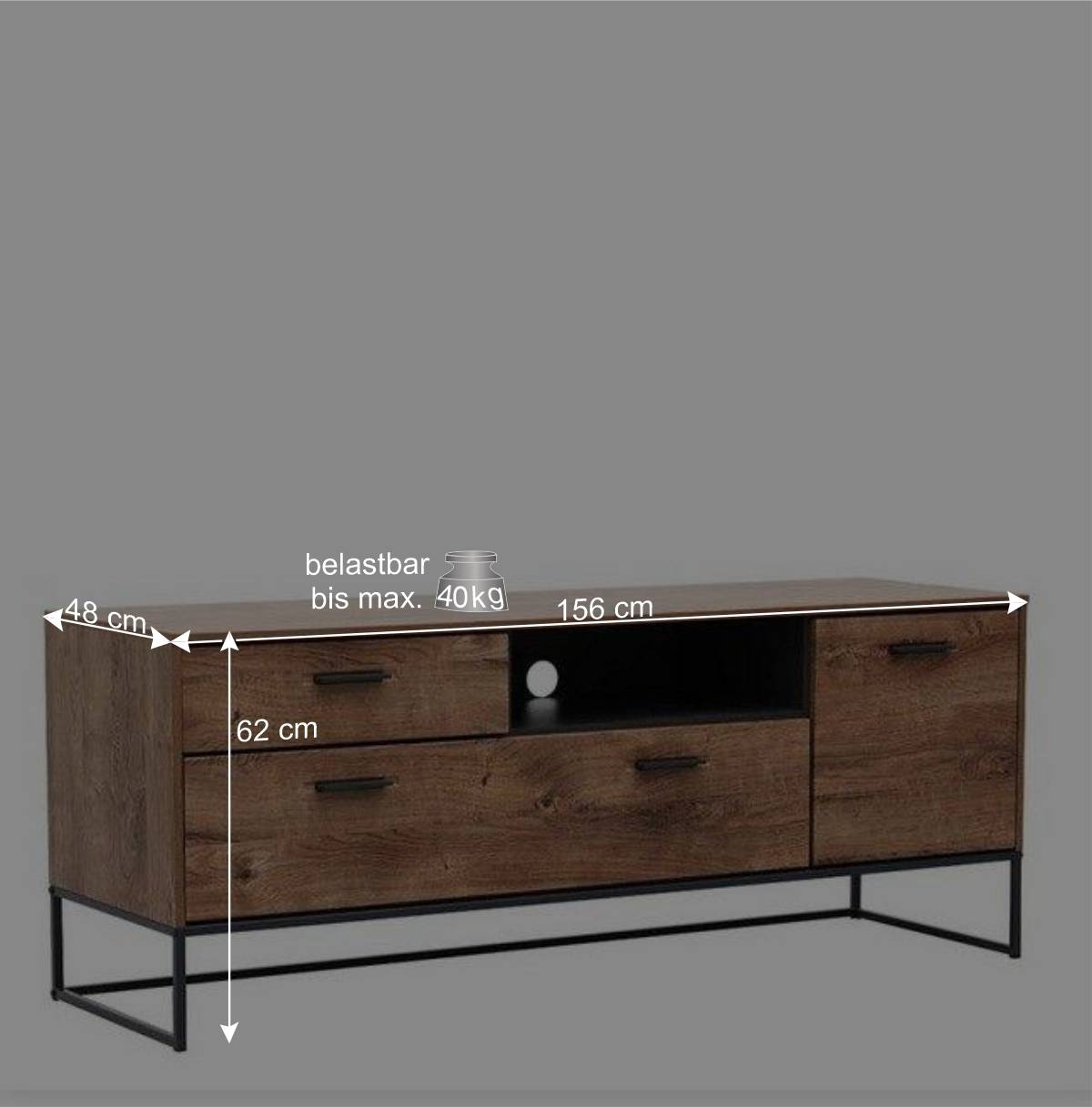 Wohnwand Möbel im Industrial Style - Xindus (dreiteilig)