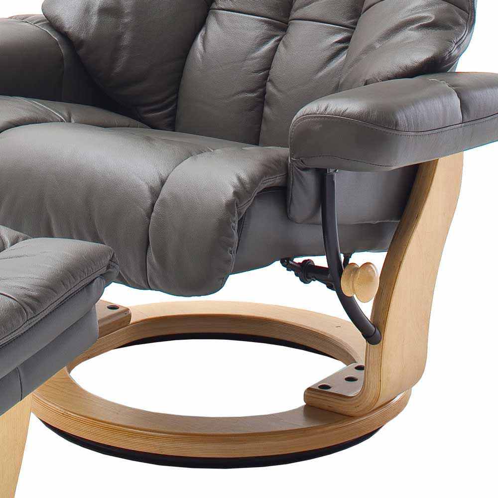 Leder Fernsehsessel Relaxer in Schlamm & Natur Cubana inkl. Fußhocker (zweiteilig)