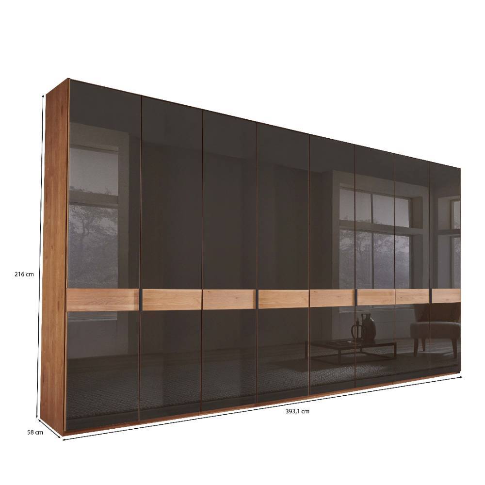 8-türiger Schlafzimmerschrank mit Glasfront - Hung