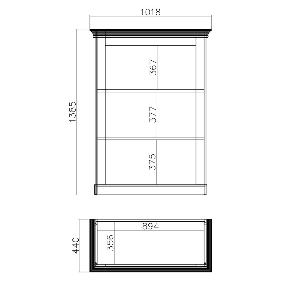 102x139x44 Landhaus Regal mit 3 Fächern - Diatara