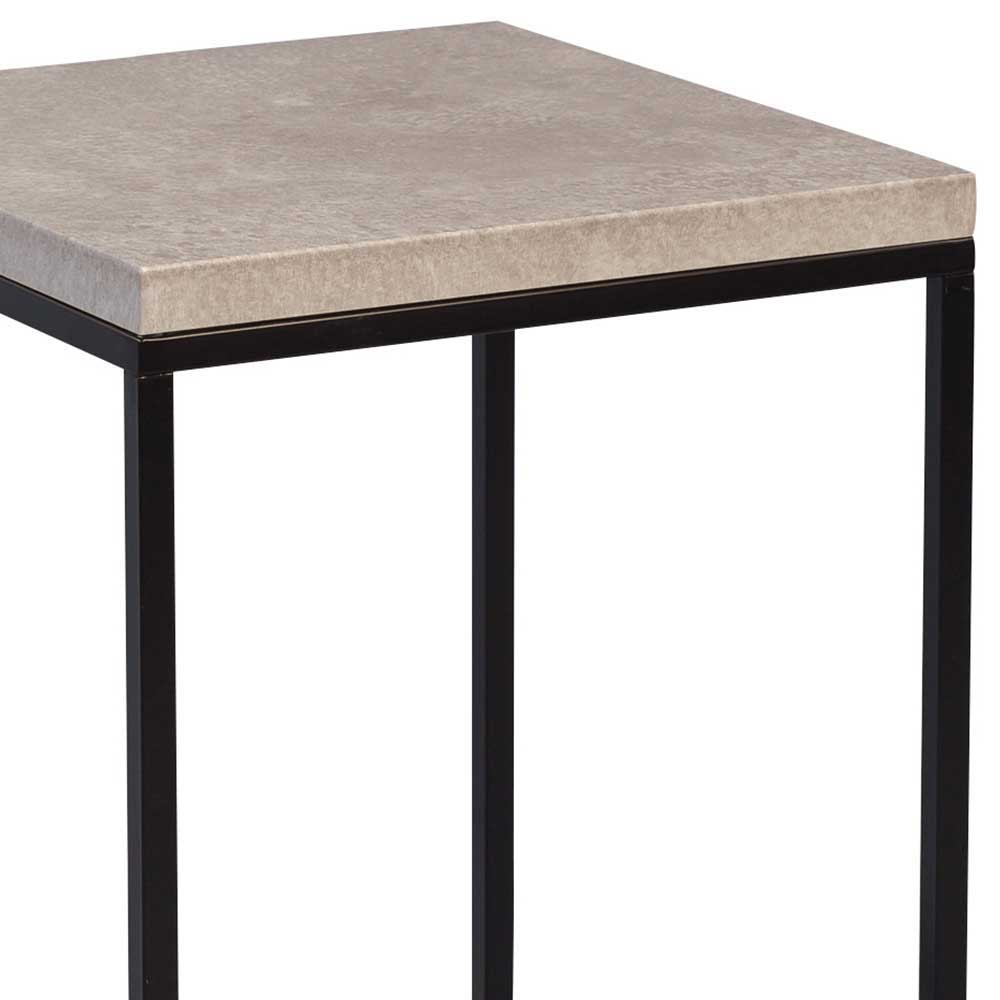 Loft Beistelltisch mit Beton Dekor Ruvenz & Metall Schwarz