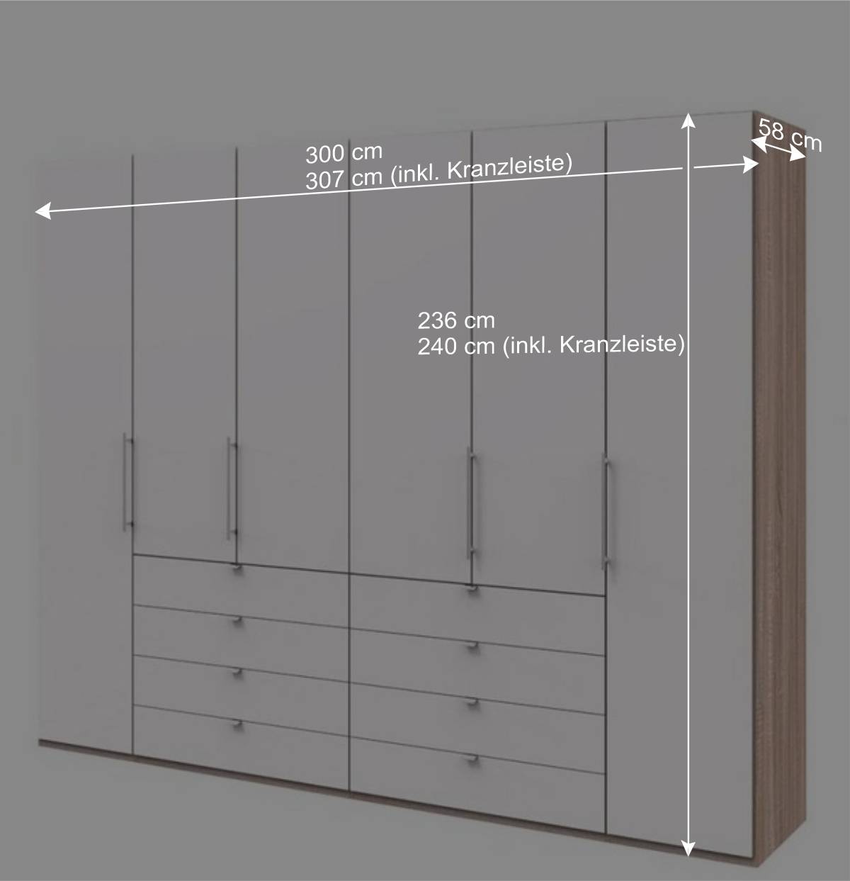 Kombi Kleiderschrank mit Schubkästen und Falttüren - Vaclyn