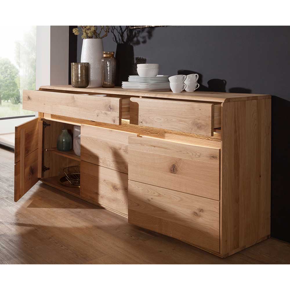Hochwertiges Wildeiche Sideboard 184x86x44 cm - Acmida