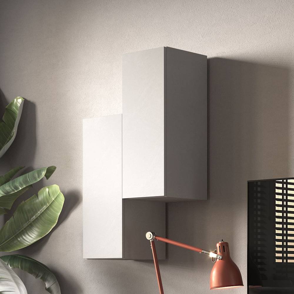 Design-Wohnwand in Graunuancen - Vutega (siebenteilig)
