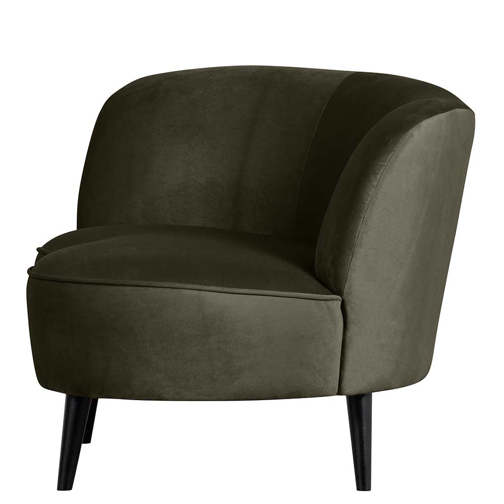 1-Sitzer Retro-Sofa aus Samt in Dunkelgrün - Isydro