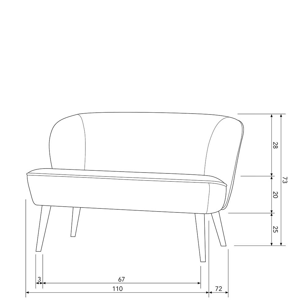 Retro Couch in Khaki Samt Maße und Abmessungen für die Planung – Griffina